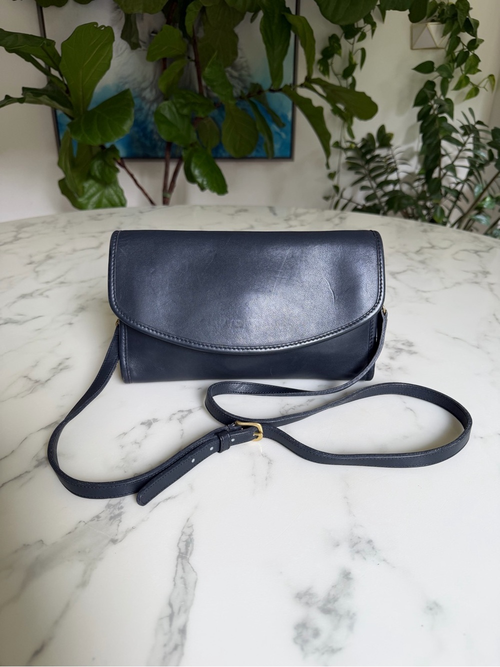 Coach Vintage Sterling Envelope Clutch Crossbody Bag 9945 Navy Blue Leather 90s - Picture 16 of 16